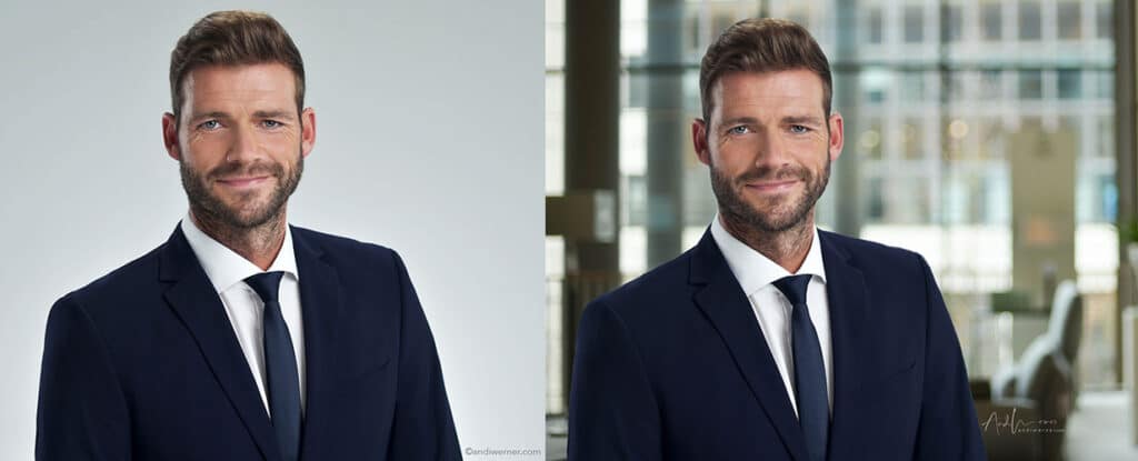 Business-Portraits mit Hintergrundmontage